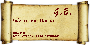Günther Barna névjegykártya